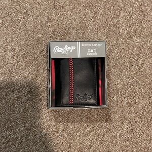 Rawlings Black Leather Wallet with Red Stitching